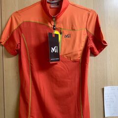 新品 ミレー MILLET フランス アウトドア 半袖 Tシャツ オレンジ レディース ポリエステル タグ付き 吸汗速乾性 ハーフジップ ストレッチ 登山 ハイキング キャンプ ウォーキング アウトドア全般 夏 レジャー スポーツ 高機能 ウェア　まとめ買い歓迎　卸ます　アマゾン引き上げ商品　倒産品　ネット商材　卸ます　転売　アマゾン引き上げ商品　卸し　問屋　倒産品　転売OK　ネット商材　アマゾン　商品　景品　コンペの画像