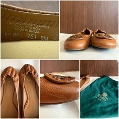 【使用頻度少】Tory Burch 本革 フラットシューズ 24.5cmの画像