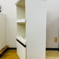 ニトリ キッチン収納 レンジ台 スライドトレー 収納棚 ホワイトの画像