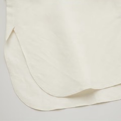 『UNIQLO』ユニクロ リネンブレンドロングシャツ（半袖） オフホワイト の画像