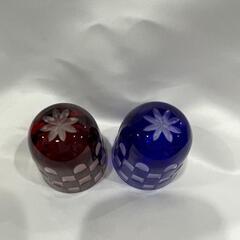 切子　市松模様　ぐい呑みペアの画像