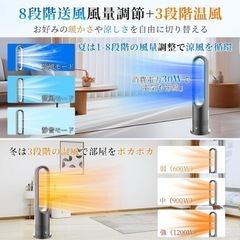 ⭐️新品未使用⭐️冷房効率化⭐️DCモーター スリムタワーファン 羽なし扇風機 冷暖兼用の画像