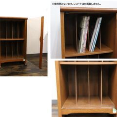 ≪ZU1639ジ≫ 木製 レコードラック 2段/ガラス扉 家具/インテリア 収納 キャビネット/マガジンラック レーザーディスク 昭和レトロ 現状品の画像