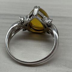 鑑別書付き！ オパール2.86ct K18WGリング 遊色 ライトグレー ダイヤ0.14ct 16.5号 ペアーシェープ 指輪 天然オパール 札幌市手稲区の画像