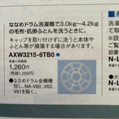 パナソニック　ドラム洗濯機　洗濯キャップの画像