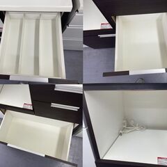 ニトリ レンジボード 幅80×奥行42×高さ200cm ダリア ダークブラウン キッチンボード 食器棚 キッチン収納 ニトリの画像