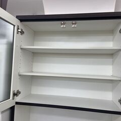 ニトリ レンジボード 幅80×奥行42×高さ200cm ダリア ダークブラウン キッチンボード 食器棚 キッチン収納 ニトリの画像