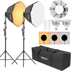【新品同様】八角形ソフトボックス2セット 三脚とバッグ付き照明の画像