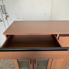 ニトリ食器棚 ブラウン 収納棚 美品の画像
