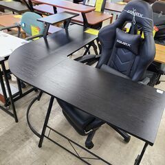J1124【リユースのサカイ柏店】L字テーブル　ブラック　クリー...