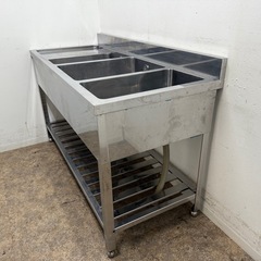 ステンレス　業務用　3層シンク流し台　厨房　飲食店　W１４００ｘD６００ｘH８００ｍｍの画像