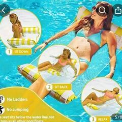 浮き輪水上ハンモック　グリーン　新品未使用の画像