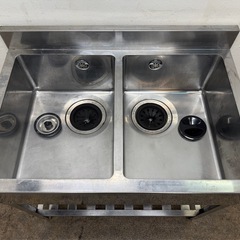 ステンレス　業務用　2層シンク流し台　厨房　飲食店　W９００ｘD６００ｘH８００ｍｍの画像