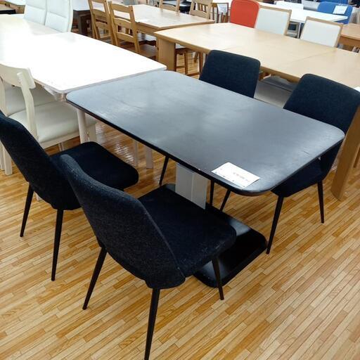 【リユースのサカイ八街店】★ジモティ割あり★ ダイニングテーブルセット　昇降テーブル　椅子4脚　ブラック　クリーニング済　YJ6951