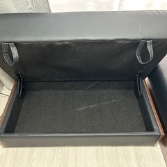 収納付き3人掛けソファ＋スツールセット 美品✨レザークッション付き／引取限定の画像