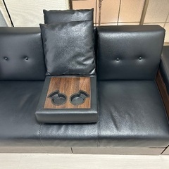 収納付き3人掛けソファ＋スツールセット 美品✨レザークッション付き／引取限定の画像