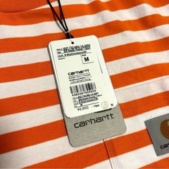Carhartt カーハート Tシャツ ボーダー オレンジの画像