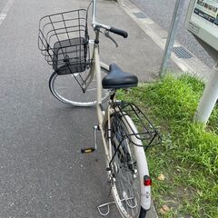 自転車　No.385　シティサイクル　ベージュ　26インチ　カゴ大きめ！　【リサイクルショップどりーむ荒田店】の画像