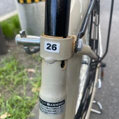 自転車　No.385　シティサイクル　ベージュ　26インチ　カゴ大きめ！　【リサイクルショップどりーむ荒田店】の画像