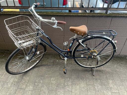 自転車No.386紺6段切り替えLEDオートライト付き26インチシティ