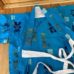 子供用浴衣　100㎝　くま柄　青色　子供用着物の画像