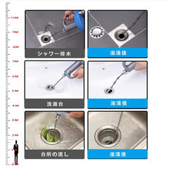 🧰【新品未使用】堅塁金物 パイプクリーナー 10M 排水口 詰まり解消 トイレ 洗面所 浴室 キッチン 4本爪グラバー付き 排水管ブラシ付き 家庭用 業務用 ドレンスネーク ワイヤー 回転式 排水管 清掃 排水溝 つまり掃除 配管 掃除ツールの画像
