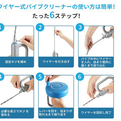 🧹【新品未使用】ZUANA パイプクリーナー ワイヤー 回転式 5m トイレ 洗面所 キッチン 浴室 排水管 掃除 詰まり解消 配管清掃 収納袋＆手袋＆スポンジ付 家庭用 業務用 配水管 掃除ツールの画像