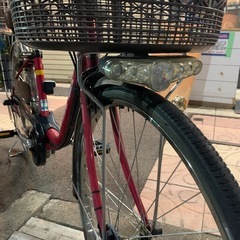 Panasonic　電動アシスト自転車　赤　自転車　ママチャリ　カゴ付きの画像