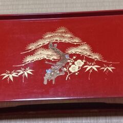 昭和レトロ　赤い漆器のお屠蘇セット　 未使用の画像