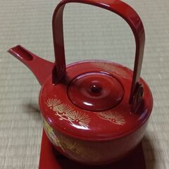 昭和レトロ　赤い漆器のお屠蘇セット　 未使用の画像