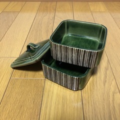 保存容器　織部十草　蓋付き陶器重箱の画像