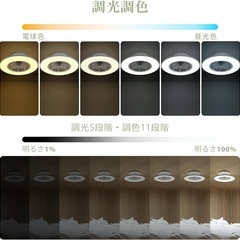新品　シーリングファンライト 10畳 ファン付き LEDシーリングライト 直径 56CM 4600lm 調光調色 間接照明 メモリー機能 サーキュレーター 風向切替 リモコン付き ホワイトの画像