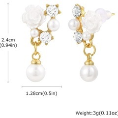 新品未使用　レディース　ピアス　パール　薔薇　おしゃれ　かわいいの画像