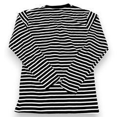 黒と白のストライプ 長袖Tシャツの画像