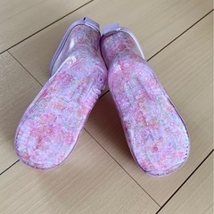 レインブーツ 薄紫 花柄 14cmの画像