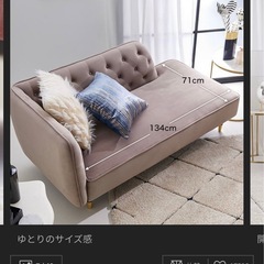 【LOWYA】ベルベット調ソファの画像