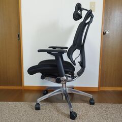 【美品】Ergohuman Fit エルゴヒューマン フィット 3Dファブリックメッシュ ブラック モールドクッション オフィスチェア ゲーミングチェア デスクチェア ヘッドレスト有の画像