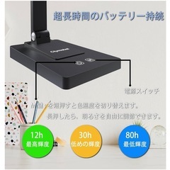 新品　テーブルライト USB充電式 5000mAh 5段階色調整　無段階調光 目に優しい LED 省電力 の画像
