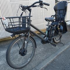 【美品】BRIDGESTONE ブリヂストン 電動アシスト自転車 bikke GRI ビッケ グリ E.XBKダークグレー B300バッテリー 24/20型 新品フロントバスケット チャイルドシート ブリジストンの画像