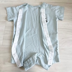 美品 薄水色 パンダ刺繍 カバーオール ロンパース 60-70cm 綿100%の画像