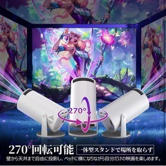 新品: プロジェクター 家庭用【270°回転・4K対応・最新登場！ PSE認証済み】の画像
