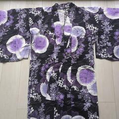 黒紫花柄 浴衣　紫る 花柄 浴衣 コットン　夏祭り　イベントの画像