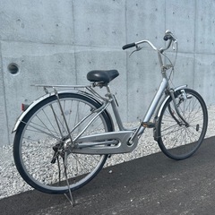 【R36】  ブリヂストン  NU604 JH4Gエブリッジ EBRIDE 26インチ 自転車　シルバー色　学生さん ママチャリ お買い物 現状の画像