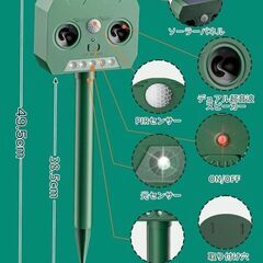 【新品】動物撃退器 害獣撃退 猫避け 鳥避け ソーラー充電 12m感知範囲 超長待機の画像