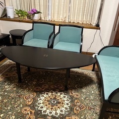 0円。高級家具メーカーMORISHIGE(モリシゲ)のリビングチェア＆テーブル大小5点セットの画像