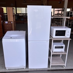 【2024年製ニトリ家電お揃いセット（5点・保管場所小郡）】  洗濯機 NT80J1WH / 冷蔵庫 NR-230F WH / 電子レンジ MM720CUKN4 / トースター / キッチンラック 🚚【配達可能・1年保証付き】の画像