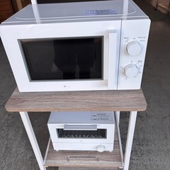 【2024年製ニトリ家電お揃いセット（5点・保管場所小郡）】  洗濯機 NT80J1WH / 冷蔵庫 NR-230F WH / 電子レンジ MM720CUKN4 / トースター / キッチンラック 🚚【配達可能・1年保証付き】の画像