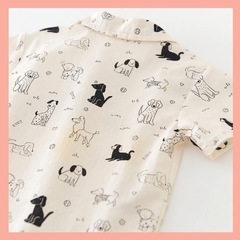 【新品】韓国 犬柄 半袖 総柄シャツ ショートパンツ セットアップ 90cm  夏 上下 男の子 女の子 ベビー服の画像