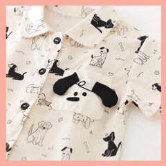 【新品】韓国 犬柄 半袖 総柄シャツ ショートパンツ セットアップ 90cm  夏 上下 男の子 女の子 ベビー服の画像