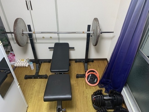 【直接受け渡しのみ栃木県近郊】ファイティングロード　ベンチ台　バーベル　中古 バーベルとベンチ台 (黒山羊) 竹橋のフィットネス、トレーニング